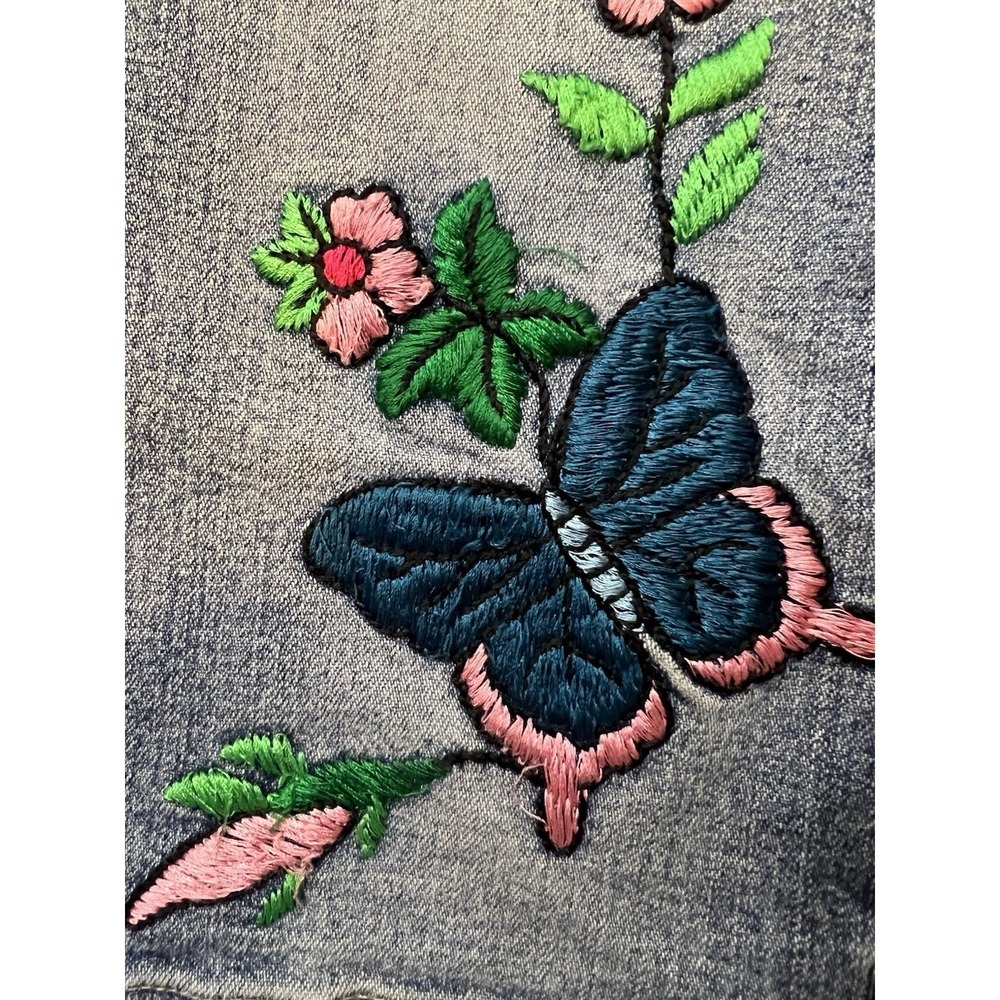 Y2K Jordache Girls Embroidered Butterfly & Bird Jeans Size 10 - Picture 5 of 12